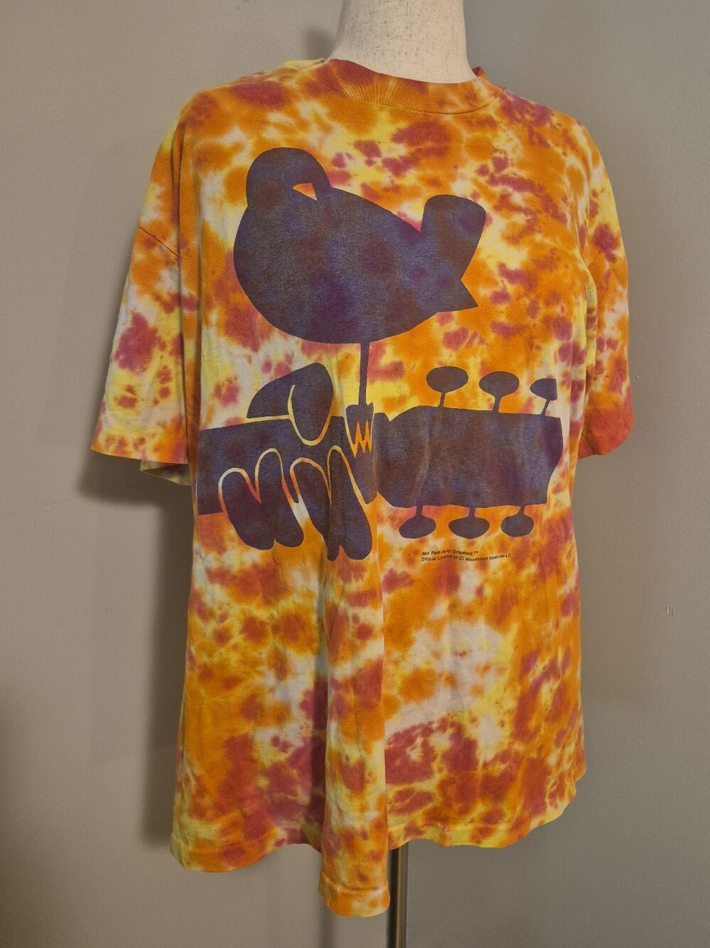 Woodstock Music and Art Fair Tie-Dye Tee -1994 Orange Genuine Vintage EUC